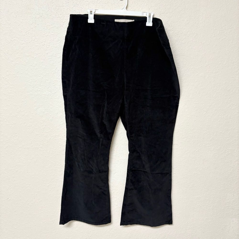 Soft Surroundings Size 2X Black Corduroy Flare Leg Pants Pull On Stretch